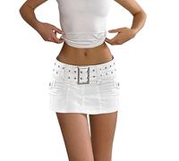 E-Girl Rock Mit GüRtel Aesthetic Jeansrock High Waist Minirock Sexy Sommerrock Teenager MäDchen Y2k Dress Falten Jeans-Rock Gothic-Rock Mini-Jeans Kurz Denim-Skirt-Bleistiftrock MäDchen Skirt