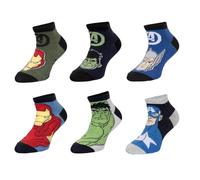 E plus M Avengers Kinder Jungen Sneaker Socken 6er Pack - Gr. 23-34 - Bequeme Baumwollmischung, Bekleidungsgröße: 23/26
