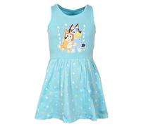 Bluey & Bingo Sommerkleid für Mädchen - Kinderkleid aus 100 % Baumwolle mit Punkten, ideal für warme Tage - Größen 92-116, Rosa oder Türkis, Farbe: Blau, Bekleidungsgröße: 98