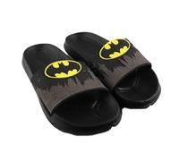 E plus M DC Comics Batman Kinder Badesandalen - Rutschfeste EVA-Slides mit 3D Batman-Logo - Größe 25-32 - Leicht, bequem & cool für Sommer & Strand, Größe der Schuhe: 27/28