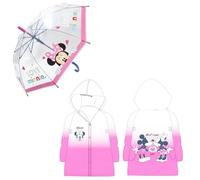 E plus M Disney Minnie Maus Kinder Regen-Set - Mädchen Regenschirm (Ø 75 cm) & Regenponcho - Offizielles Lizenzprodukt - Größe 98-128 - wasserfest, Farbe: Rosa, Bekleidungsgröße: 98/104