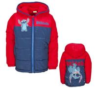 E plus M Disney Stitch Kinder Winterjacke Jungen - warme Kapuzenjacke mit Fleece-Innenfutter - Front & Back Motiv - Blau oder Rot - Gr. 92-128, Farbe: Rot, Bekleidungsgröße: 104/110