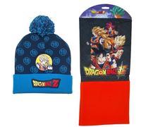 E plus M DragonBall Z Kinder Winterset - Mütze mit Bommel & Schlauchschal - Offizielles Lizenzprodukt - Größe 52/54 - 2 Motive zur Auswahl, Farbe: Blau, Größe: 54