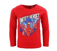 E plus M Ladybug & Tikki Mädchen Langarmshirt - Offizielles Lizenzprodukt - 100 % Baumwolle - Größen 116-146 - Weiß oder Rot, Farbe: Rot, Bekleidungsgröße: 134