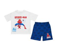 E plus M Marvel Spiderman Jungen Koordiniertes Set, Kurzarm T-Shirt und Hose, Sommer set, blau rot, Kinder Freizeitanzug 100% Baumwolle Gr. 98-128