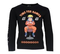 E plus M Naruto Shippūden Jungen Langarmshirt „Time for Ramen“ - Offizielles Lizenzprodukt - 100 % Baumwolle - Größen 104-152 - Blau oder Schwarz, Farbe: Schwarz, Bekleidungsgröße: 116