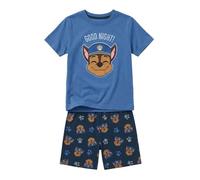 E plus M Paw Patrol Kinder Sommer-Set, T-Shirt und Shorts, 100% Baumwolle, Koordiniertes set Stitch und Micky Maus Chase Motiv, Größen 98/104 110/116 122/128 (Blau, 110/116)