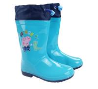 E plus M Peppa Wutz George Gummistiefel für Kinder - Regenstiefel mit Dino-Motiv - Größen 23-32 - Wasserdicht & rutschfest - mit Zugband, Farbe: Blau, Größe der Schuhe: 29/30