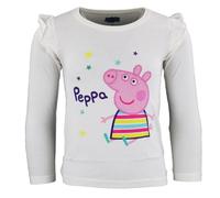 E plus M Peppa Wutz Mädchen Langarmshirt - Offizielles Lizenzprodukt - 100 % Baumwolle - Größen 92-116 - Rosa oder Weiß, Farbe: Weiß, Bekleidungsgröße: 104