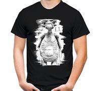 E.T. Männer und Herren T-Shirt | Der Außerirdische Alien Kult ||| M6 (L, Schwarz)