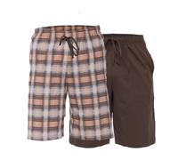 e.VIP 2Pack Herren Schlafshorts Chris S 897 aus Baumwolle, Braun/Braun kariert XL