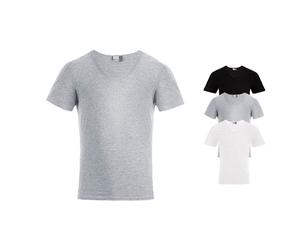 E3082 Promodoro Herren V Ausschnitt T-Shirt Figurbetont Kurzarm Black L