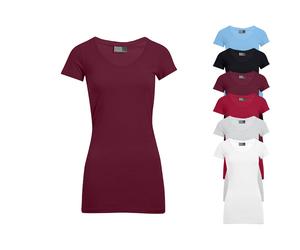 E3087 Promodoro Damen V Ausschnitt T-Shirt Lang Figurbetont Black M