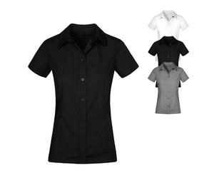 E6305 Promodoro Damen Poplin Bluse Kurzarm Black XS