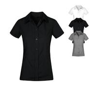 E6305 Promodoro Damen Poplin Bluse Kurzarm Steel Grey (Solid) L