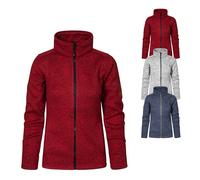 E7725 Promodoro Damen Strickfleece Jacke mit Stehkragen C+ Heather Grey S
