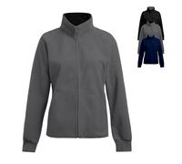 Doppel-Fleece Jacke Damen, Rot-Hellgrau, L