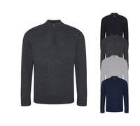 EA061 Ecologie Wakhan Strick-Pullover mit 1/4 Reißverschluss für Herren Heather Grey M