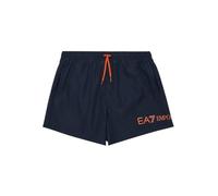 EA7 Emporio Armani Herren Badeshorts Marineblau mit orangefarbenem Logo Kordelzug an der Taille