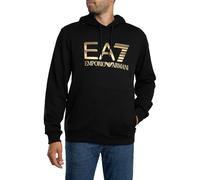 EA7 Emporio Armani Herren-Sweatshirt mit Kapuze Logo Series aus Stretch-Baumwolle mit Maxi-Logo 7M001190AF17787, Schwarz , XXXL