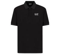 EA7 Emporio Armani Luxus-Poloshirt aus Baumwoll-Stretch, Schwarz/Gold mit Reißverschluss