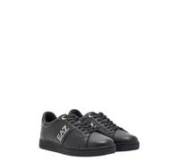 EA7 Emporio Armani Sportschuhe, schwarzes Leder mit goldenem Logo, rutschfeste Sohle, Schwarz golden, 40 EU