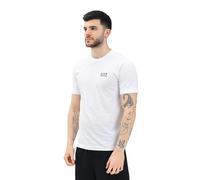 EA7 T-Shirt Herren Slim Fit Kurzarm Rundhals Baumwolle weiß, L