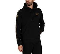 EA7 Herren Brust-Logo Pullover Hoodie, Schwarz, S