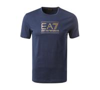 EA7 T-Shirt Herren Slim Fit Kurzarm Rundhals Baumwolle blau, 3XL