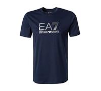 EA7 T-Shirt Herren Slim Fit Kurzarm Rundhals Baumwolle blau, XXL