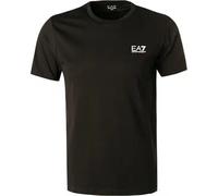 EA7 T-Shirt Herren Slim Fit Kurzarm Rundhals Baumwolle schwarz, L