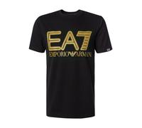 EA7 T-Shirt Herren Slim Fit Kurzarm Rundhals Baumwolle schwarz, L