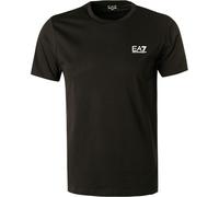 EA7 T-Shirt Herren Slim Fit Kurzarm Rundhals Baumwolle schwarz, M