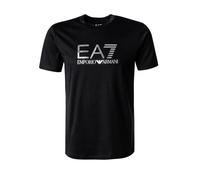 EA7 T-Shirt Herren Slim Fit Kurzarm Rundhals Baumwolle schwarz, XXL