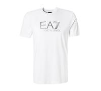 EA7 T-Shirt Herren Slim Fit Kurzarm Rundhals Baumwolle weiß, XXL