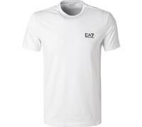 EA7 T-Shirt Herren Slim Fit Kurzarm Rundhals Baumwolle weiß, XXL