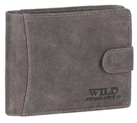 EAAKIE RFID echt Leder Herren Portemonnaie Geldbörse Geldbeutel Riegelbörse Querformat 8 Karten (Grau)