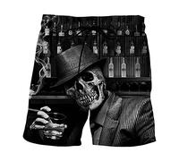 each women Herren Badeshorts Herren Totenkopf Gedruckt Kurz Sommer Strand Lässig Kurze Schädel 3D Druck Kordelzug Badehose