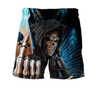 each women Herren Badeshorts Herren Totenkopf Gedruckt Kurz Sommer Strand Lässig Kurze Schädel 3D Druck Kordelzug Badehose