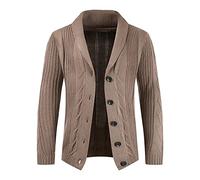 each women Herren Kintted Cardigan Pullover Herren Schalkragen Button Up Baumwoll Pullover Slim Fit Zopfstrick Oberbekleidung