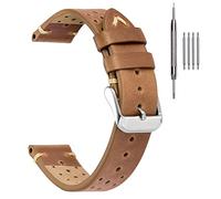 EACHE Gold Braun Herren Leder Uhrenarmbänder 22mm Rally Racing Leder Uhrenarmbänder Ölgewachste Uhrenarmbänder für Herren