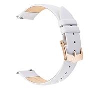 EACHE Schnellverschluss Leder Uhrenarmbänder Reinem Weißem für Damen Dünne Lederarmbänder für Damen Roségoldener Schnalle 16mm