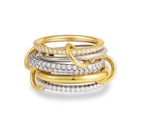 Eaciy Stapelbare Goldringe für Damen, 14 Karat vergoldete Zirkonia-Ringe, Silbergold, Multi-Ring, gemischte Metalle, stapelbares Ring-Set für Frauen, läuft nicht an