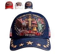 Eagle & Liberty & Cross, United States 250th Anniversary Hat, Adjustable Patriotic Baseball Cap