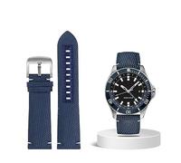 EAMOM 22 mm wasserdichtes Nylon-Armband für Mido M026.629/430 Ocean Star M042.430 Ersatzarmband Herrenzubehör(Blue silver buckle)