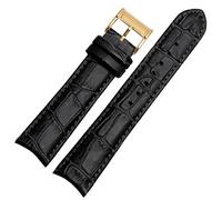 EAMOM Echtes Leder -Uhrband für Bürger Seiko Armband 20mm Kurve End Kuh Leder schwarz blau braune Träger(Black gold)