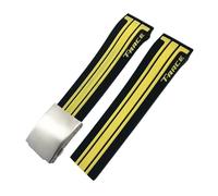 EAMOM Naturkautschuk-Uhrenarmband, passend für Tissot T048.417/T048.427 T-RACE T048, weiches Sport-Silikon-Uhrenarmband, Faltschließe (Color : Black yellow silver, Size : 20mm)