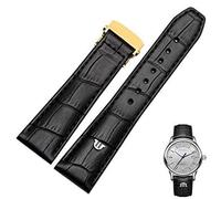 EAMOM Schwarzbraunes 20mm 22mm Echtleder-Armband, für Maurice Lacroix Uhrenarmband mit Faltschließe(Black gold clasp,20mm)