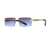 EANGK Retro rechteckige Sonnenbrille randlos männlich Metall weiblich quadratische Sonnenbrille Männer kein Rahmen UV400, grau blaue Linse, Einheitsgröße
