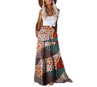 EARKOHA Damen-Maxirock im Boho-Stil 2026, lässig, hohe Taille, fließender Langer Rock mit Taschen, für Strandurlaub, Vintage Boho, X-Groß